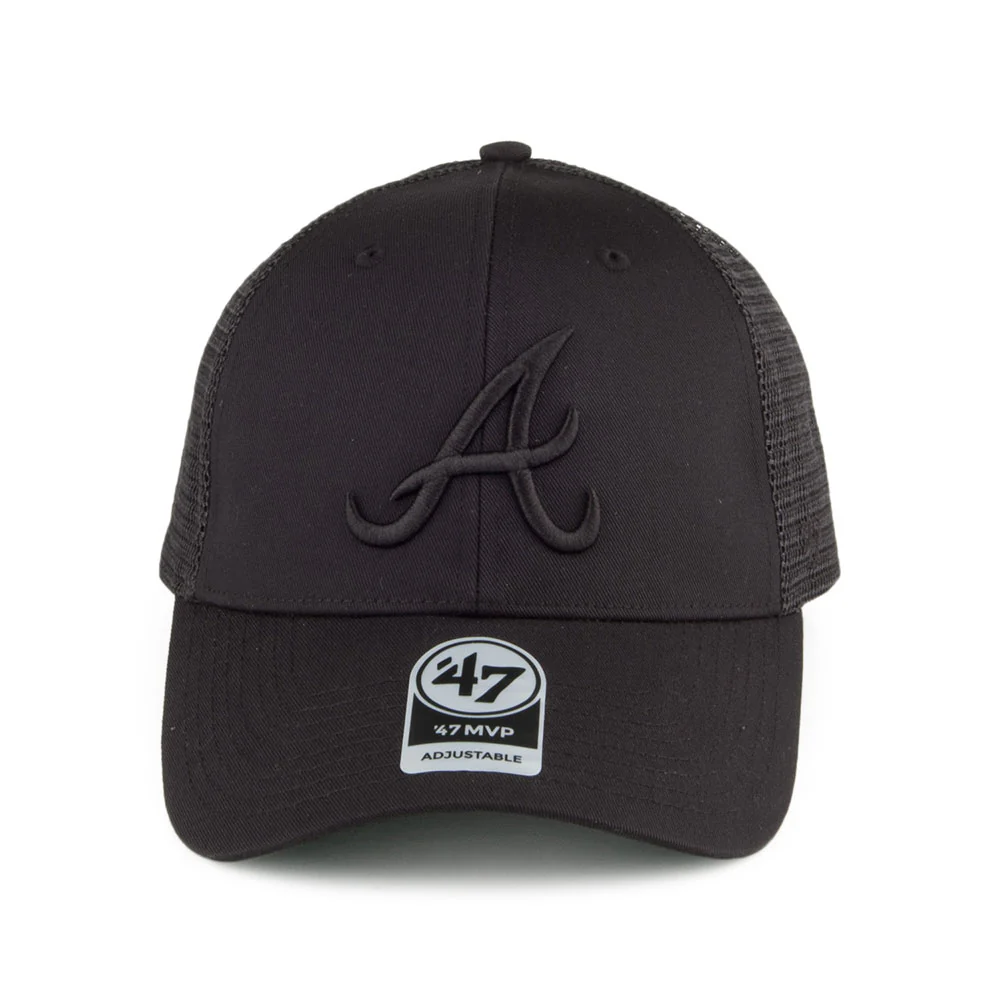 47 Brand Atlanta Braves Branson MVP Trucker Cap - Schwarz auf Schwarz - Image 2
