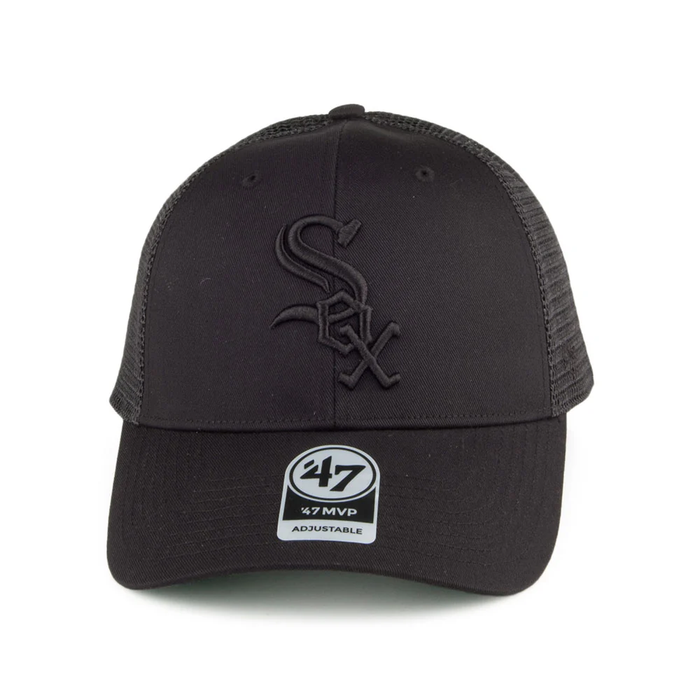 47 Brand Chicago White Sox Branson MVP Trucker Cap - Schwarz auf Schwarz - Image 2