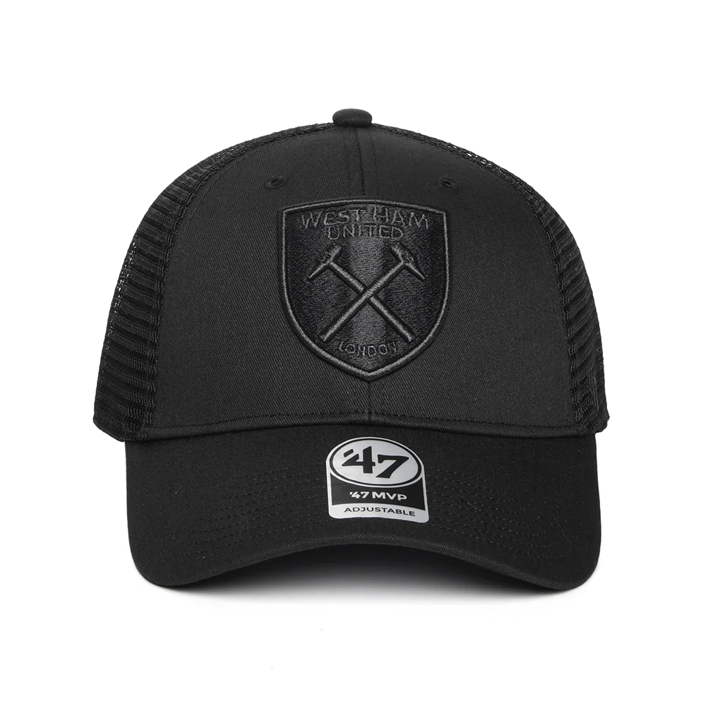 47 Brand West Ham United FC Trucker Cap - Branson MVP - Schwarz auf Schwarz - Image 2