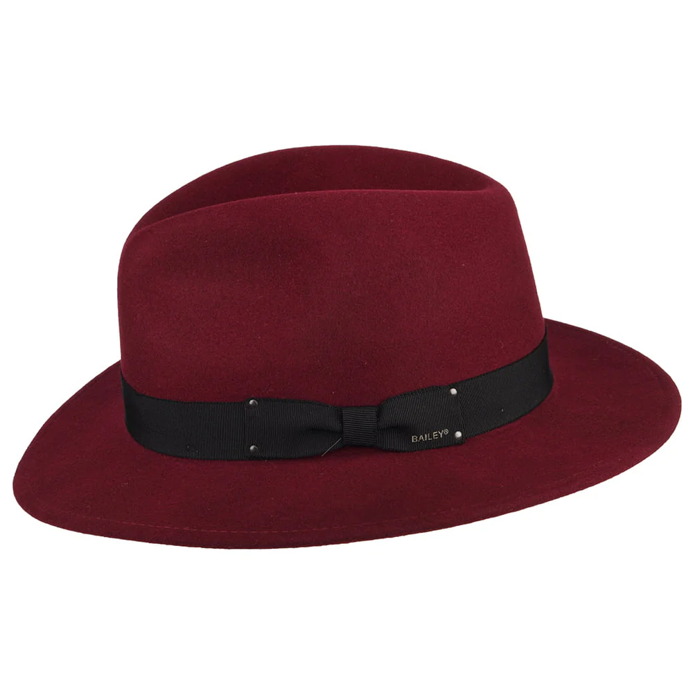 Bailey Curtis Knautschbarer Wasserabweisende Fedora Hut aus Wollfilz - Weinrot - Image 2