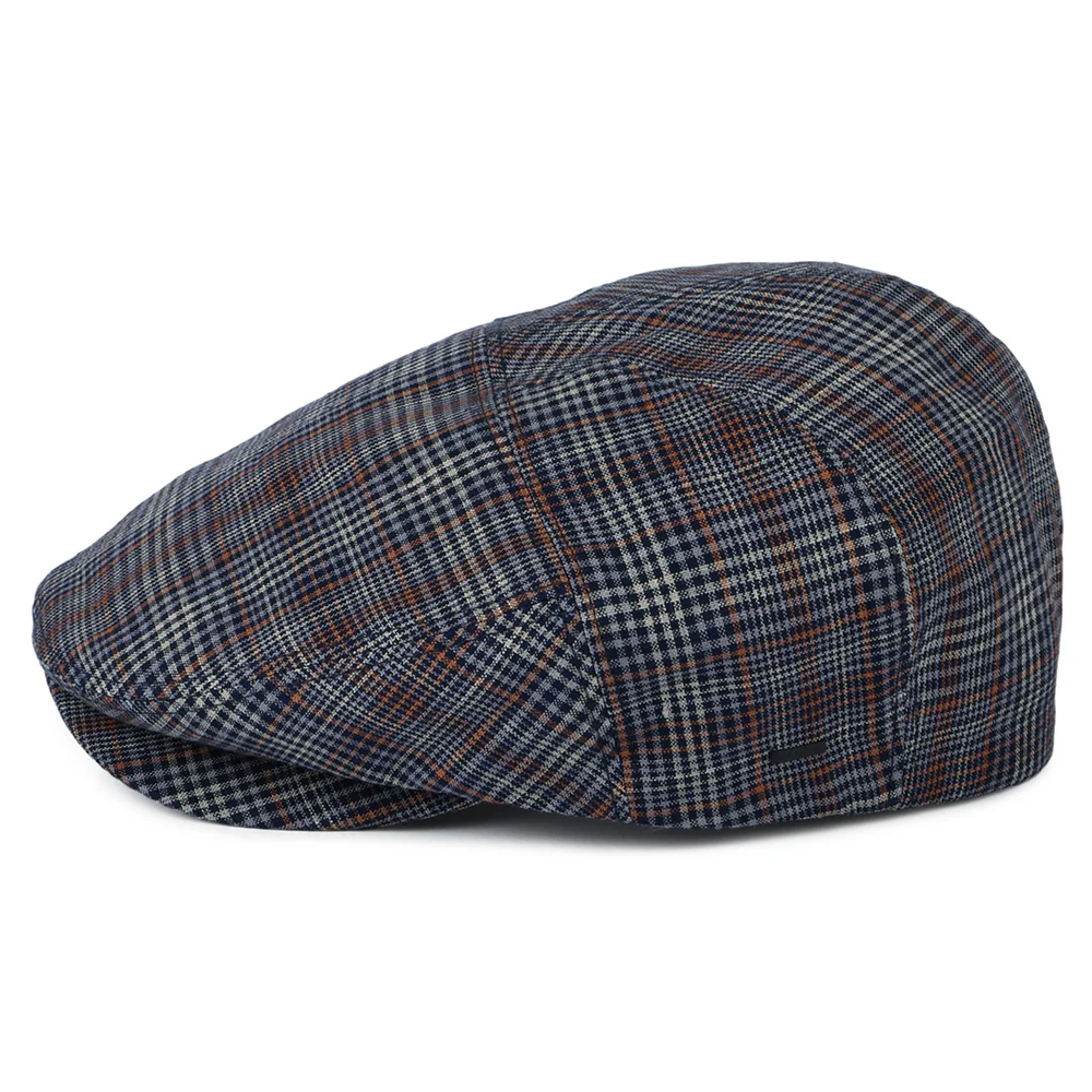 Bailey Duch Schiebermütze mit Schottenkaro aus Leinen - Blau-Rostrot - Image 3