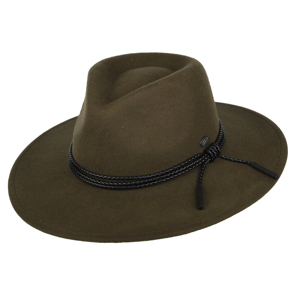 Bailey Piston Fedora Hut aus Wollfilz - Olivgrün