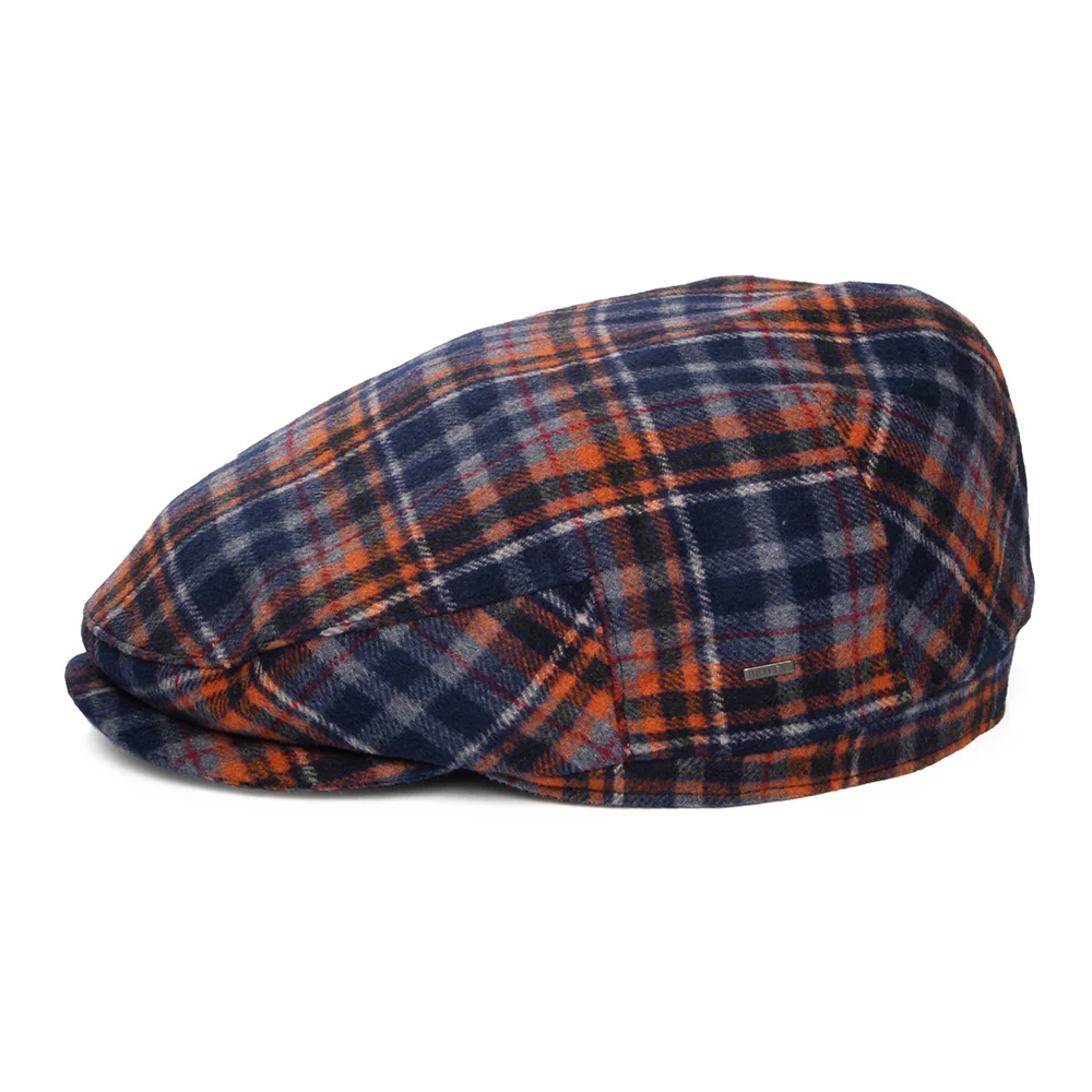 Bailey Wickes Schiebermütze mit Schottenkaro mit Ohrenklappen - Marineblau-Orange - Image 4