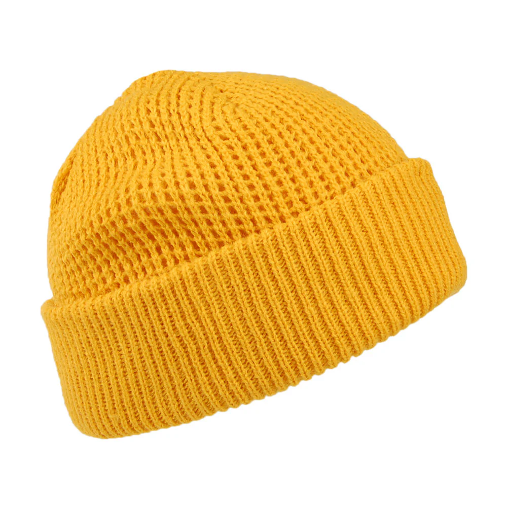 Barts Adas mit Umschlag Beanie Mütze mit Umschlag im Waffelstrickmuster - Gelb - Image 2