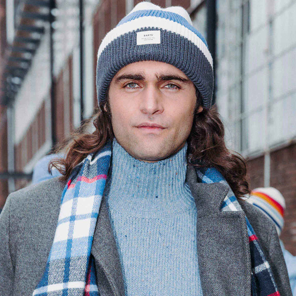 Barts Ardem Beanie Mütze - Blau-Weiß-Anthrazit - Image 3