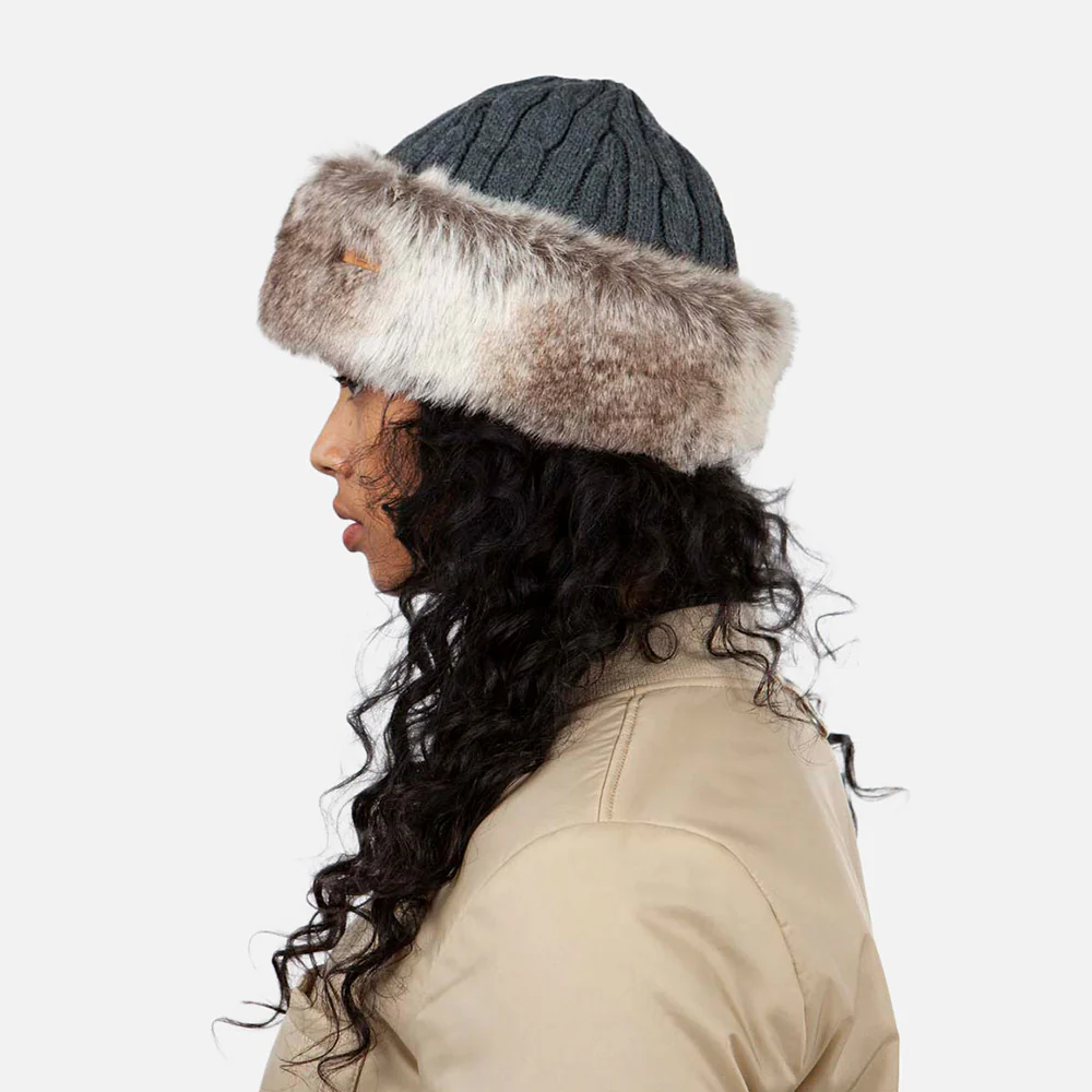 Barts Beanie Mütze Cable aus Kunstfell - Anthrazit-Hellbraun - Image 4