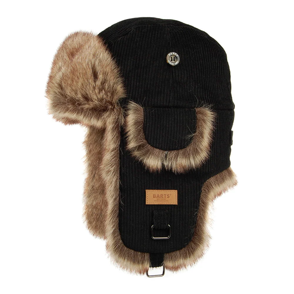 Barts Corduroy Rib Bomber Fliegermütze aus Kunstfell - Schwarz