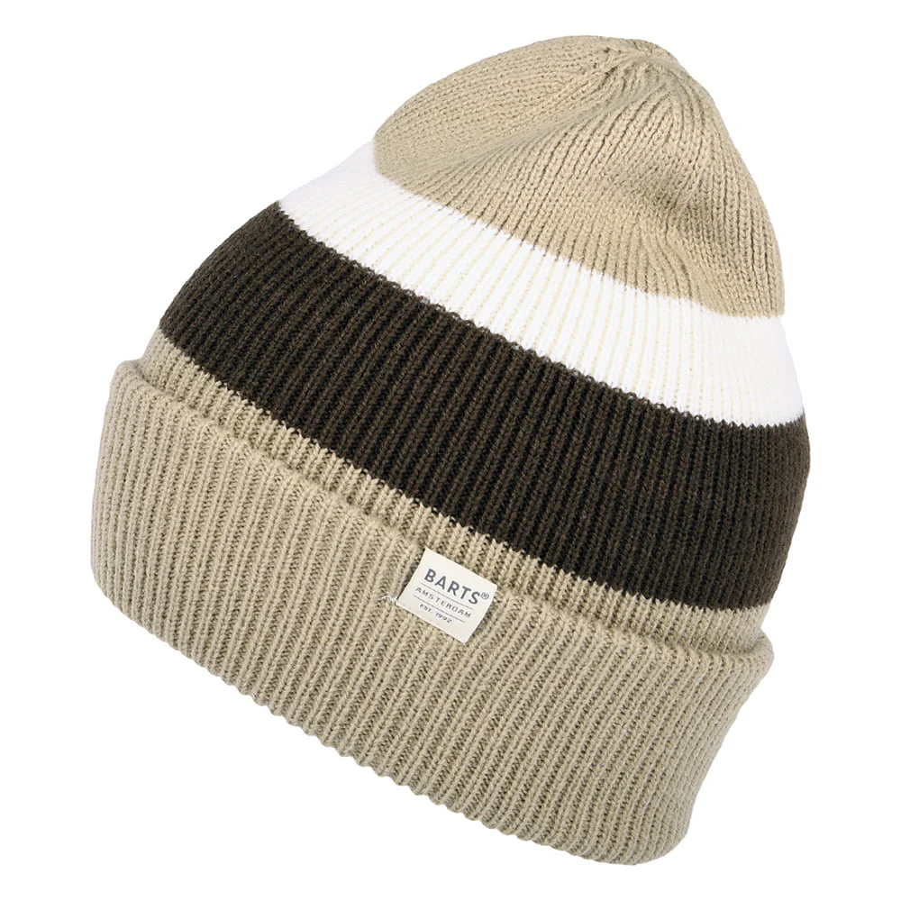 Barts Cowie Cuff Knit Beanie Mütze gestreift - Taupe-Braun