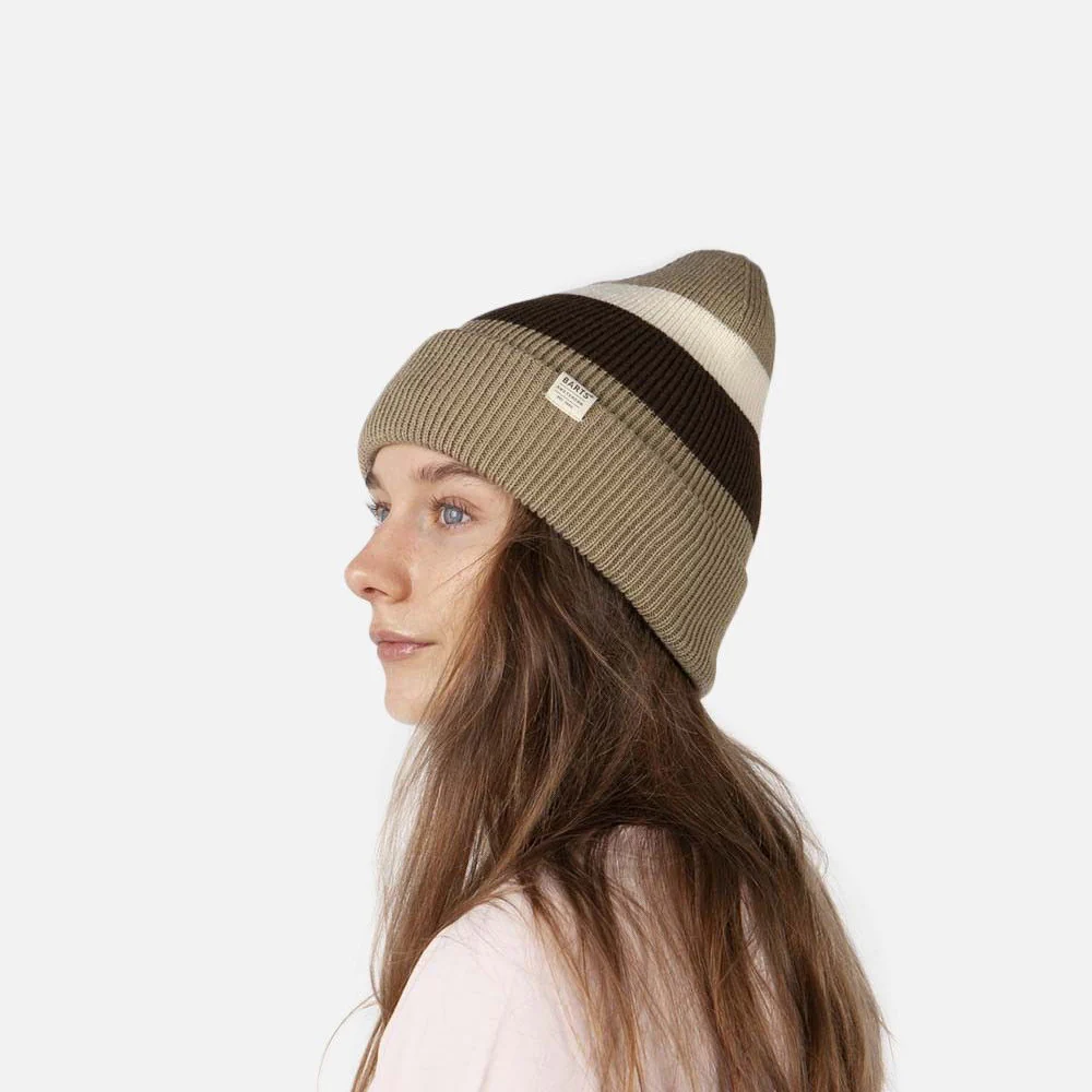 Barts Cowie Cuff Knit Beanie Mütze gestreift - Taupe-Braun - Image 4