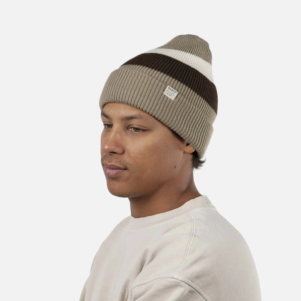 Barts Cowie Cuff Knit Beanie Mütze gestreift - Taupe-Braun - Image 6
