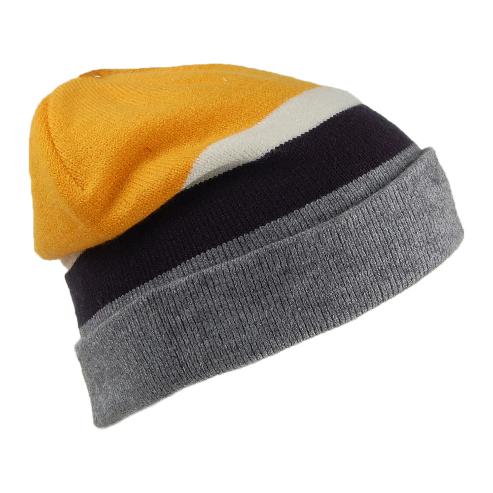 Barts Jispin Beanie Mütze Slouchy Stripe - Grau-Gelb - Image 2