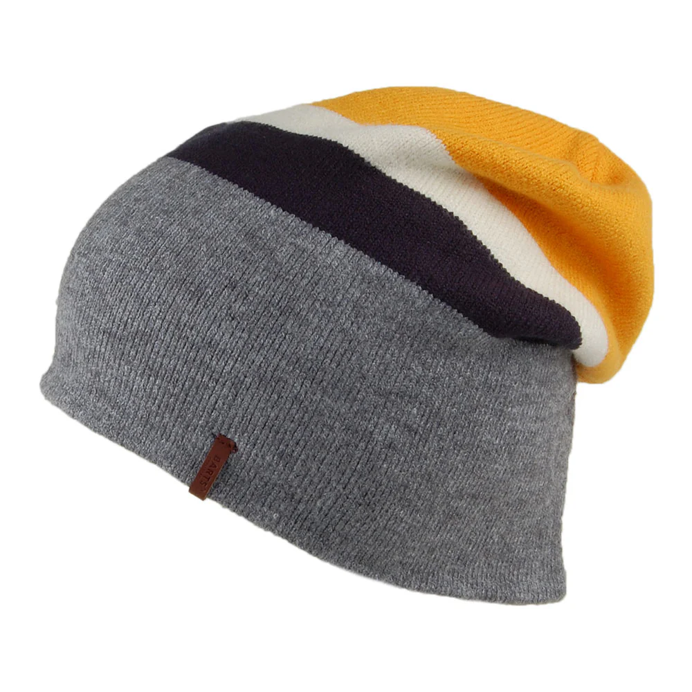 Barts Jispin Beanie Mütze Slouchy Stripe - Grau-Gelb - Image 3