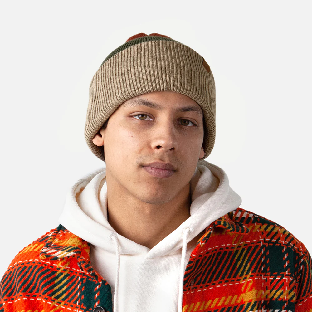 Barts Semmoe Cuffed Beanie Mütze - Taupe-Olivgrün-Rot - Image 4