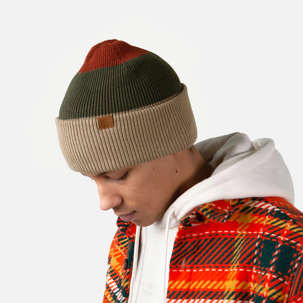 Barts Semmoe Cuffed Beanie Mütze - Taupe-Olivgrün-Rot - Image 5