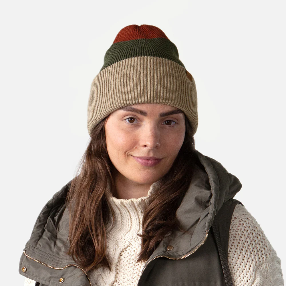 Barts Semmoe Cuffed Beanie Mütze - Taupe-Olivgrün-Rot - Image 6