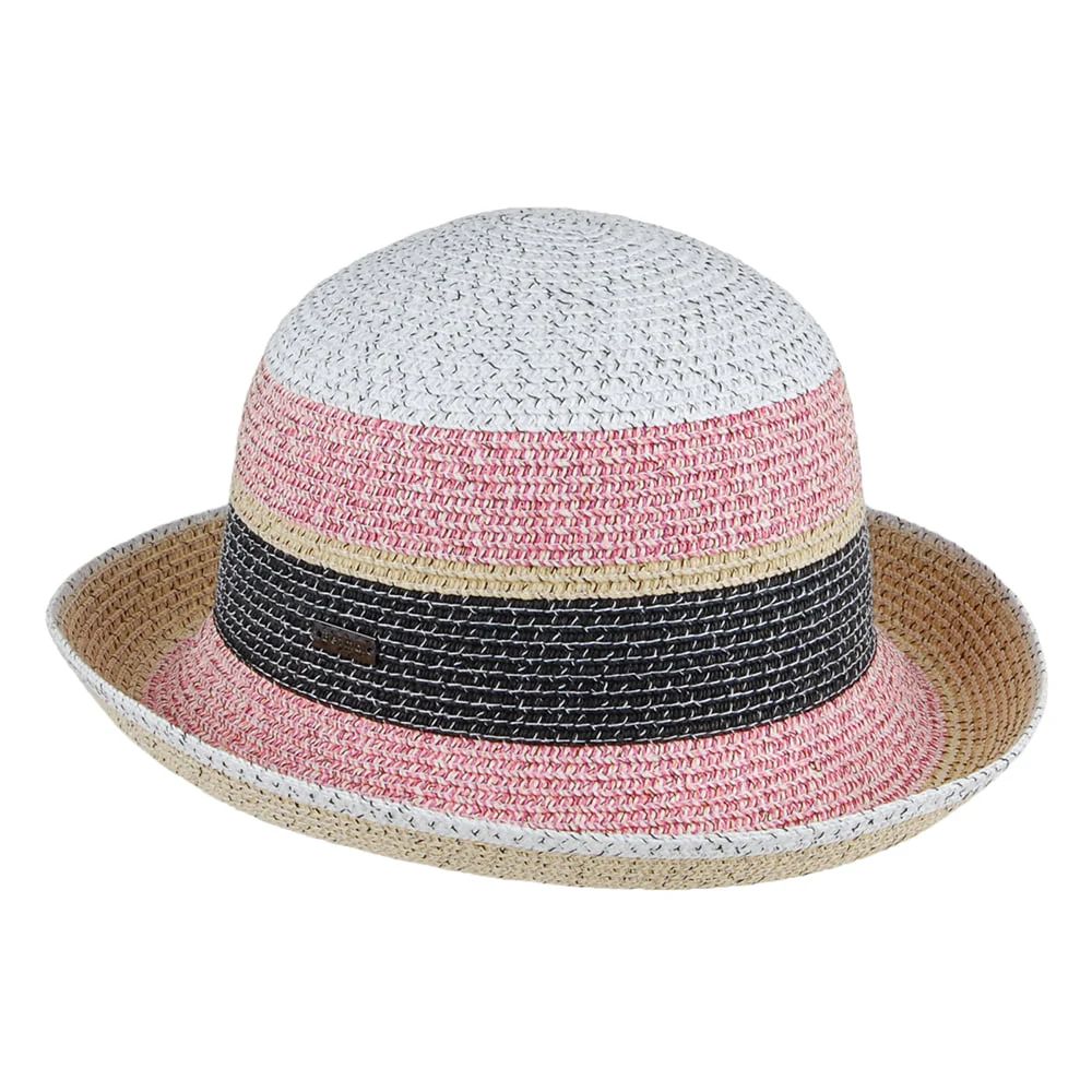 Betmar Catherine Sonnenhut mit Streifen - Natur-Pink