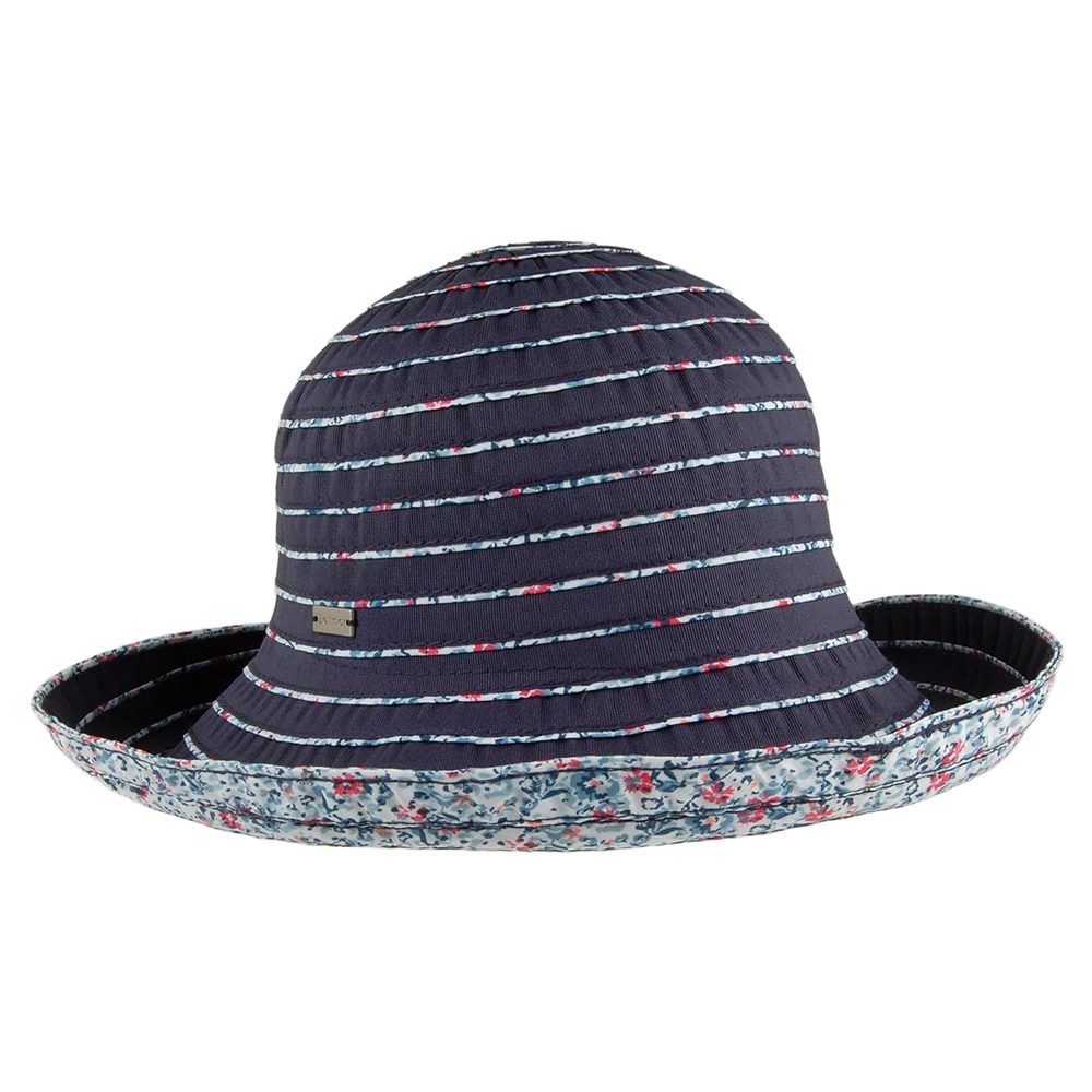 Betmar Floral Wendbarer Roll Up Sonnenhut - Marineblau