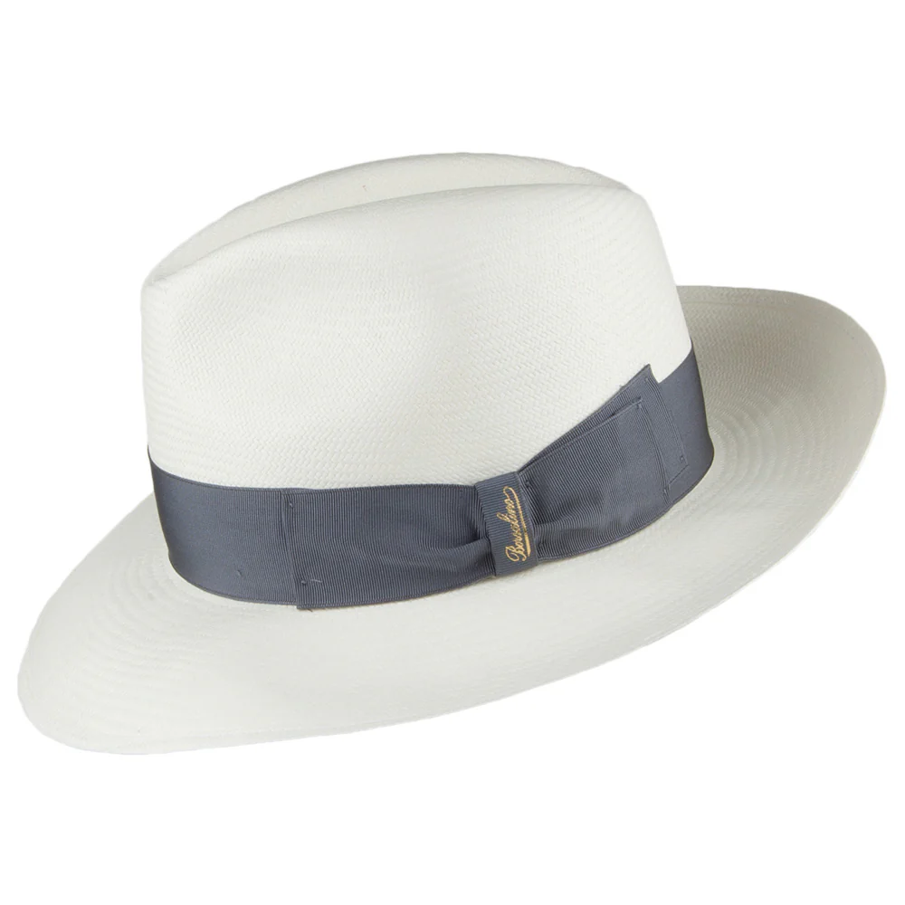 Borsalino Feiner Panama Fedora mit grauem Band - Perlweiß - Image 2