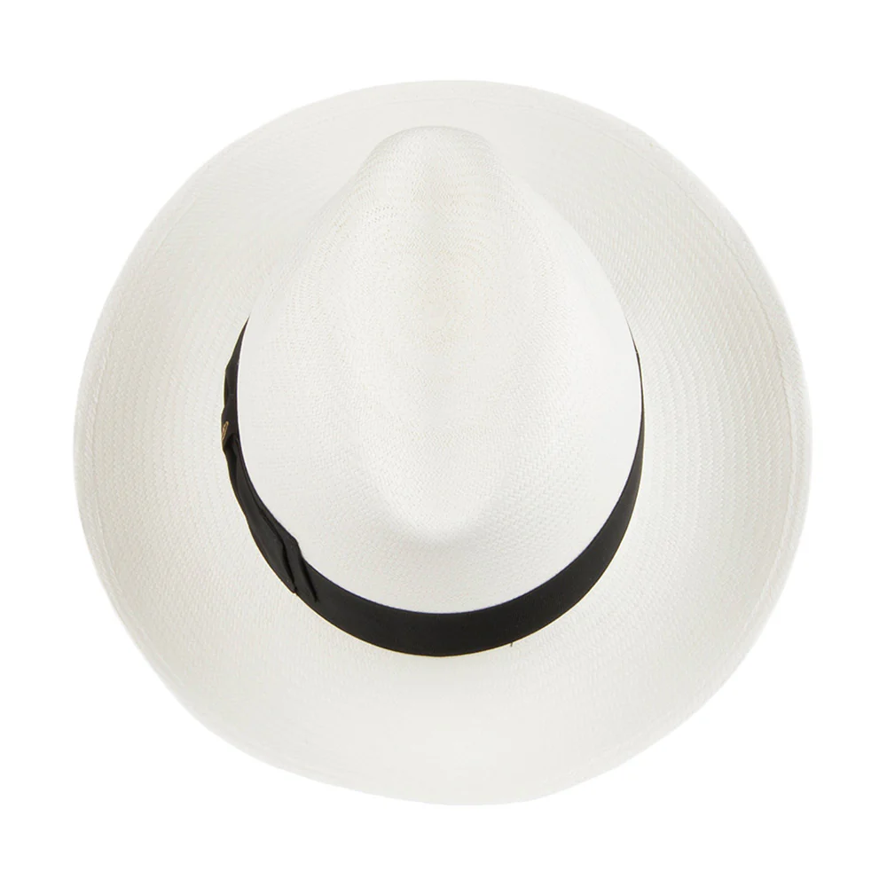 Borsalino Fine Panama Fedora Hut mit schwarzem Hutband - Perlweiß - Image 3