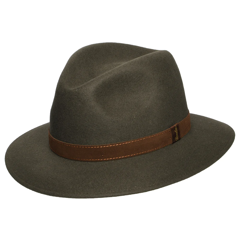 Borsalino Knautschbarer Safari Fedora aus Haarfilz - Salbeigrün