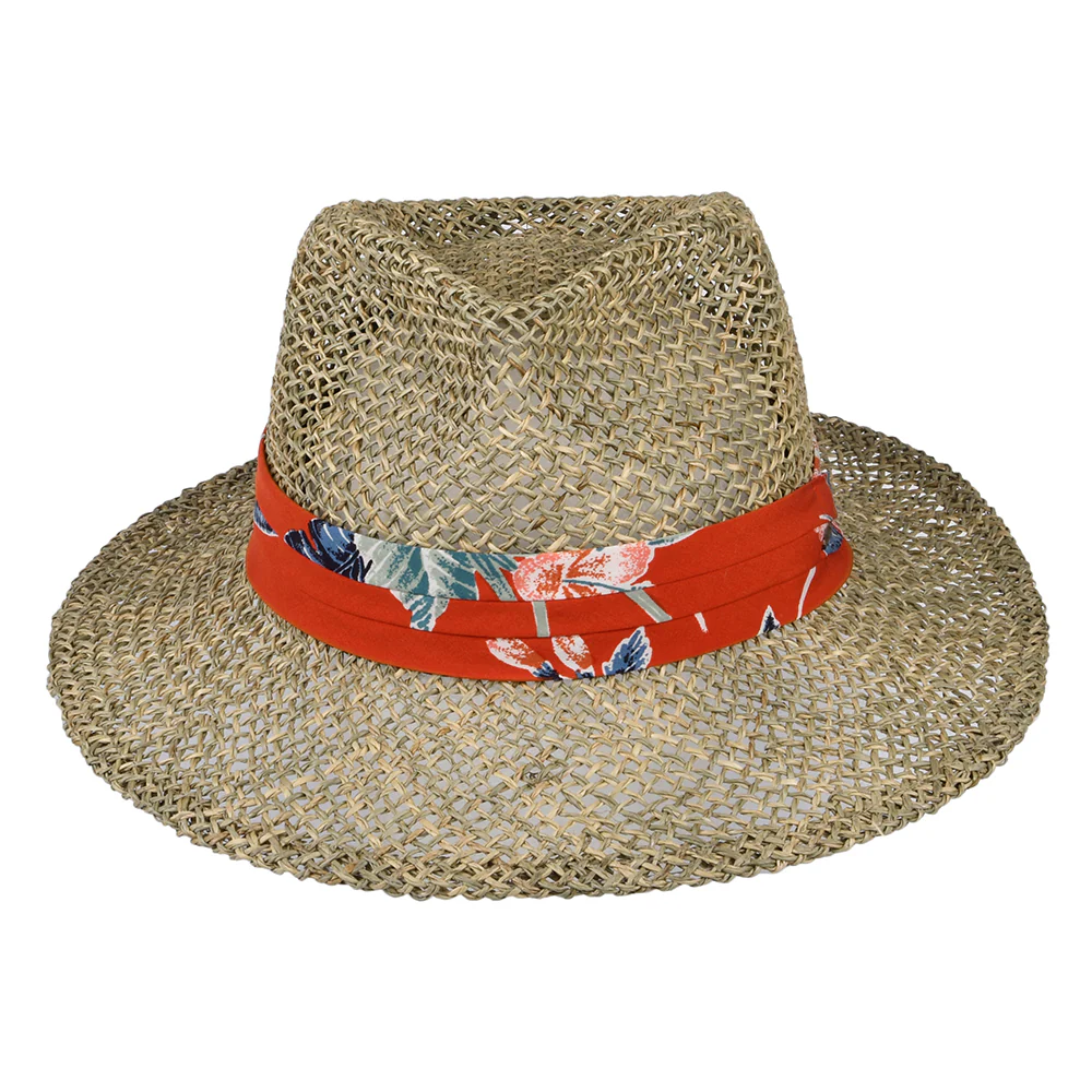 Brixton Aloha Fedora Hut aus Seegras Stroh - Natur-Orange - Image 3