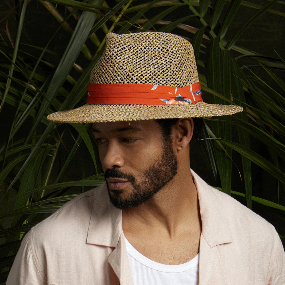 Brixton Aloha Fedora Hut aus Seegras Stroh - Natur-Orange - Image 5