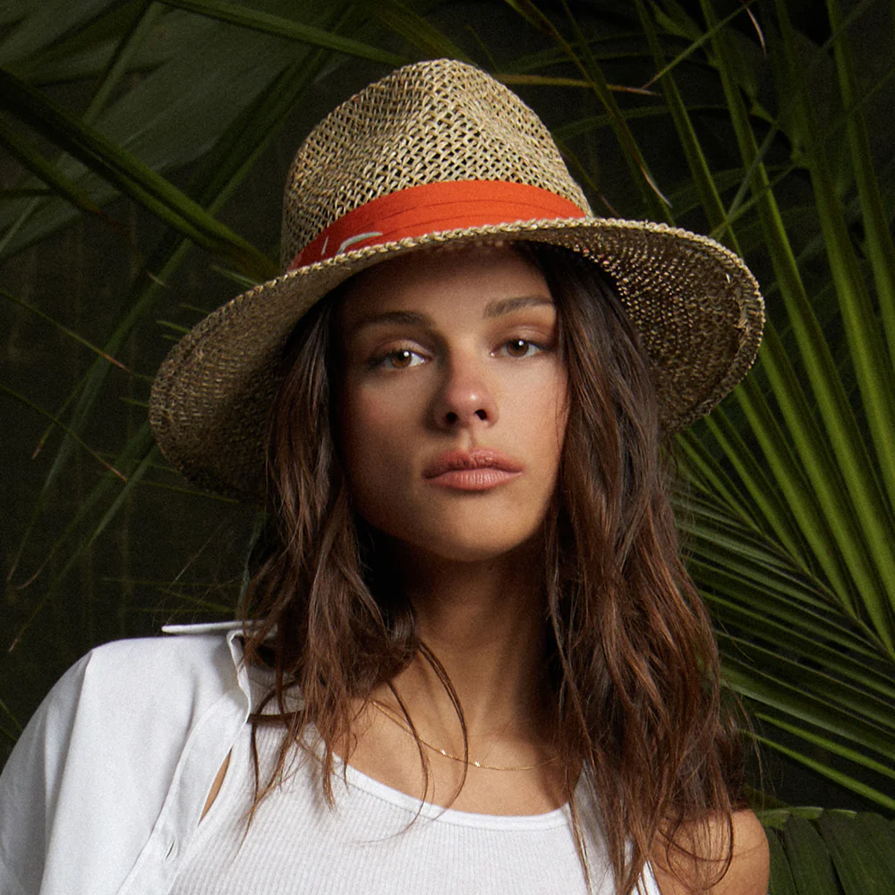 Brixton Aloha Fedora Hut aus Seegras Stroh - Natur-Orange - Image 6