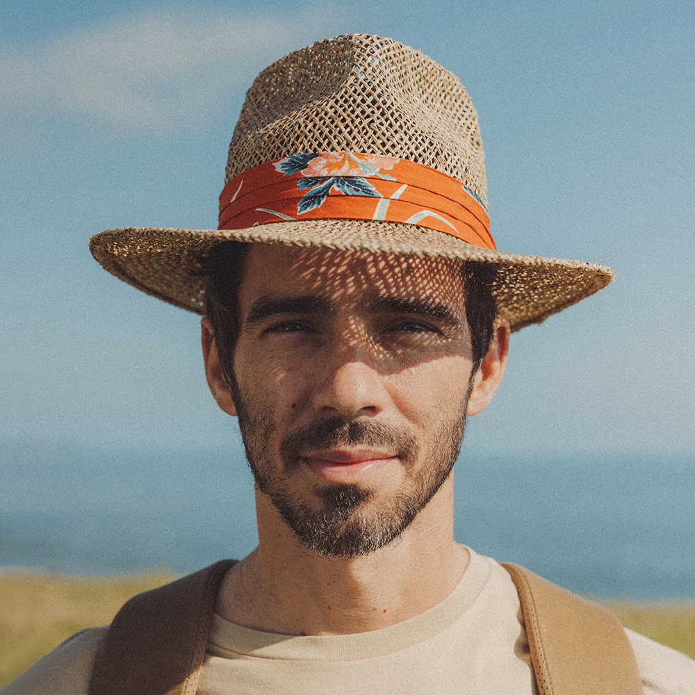 Brixton Aloha Fedora Hut aus Seegras Stroh - Natur-Orange - Image 7