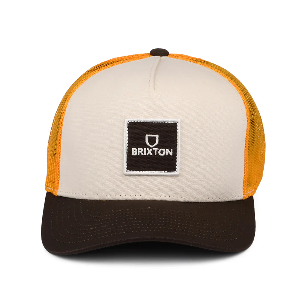 Brixton Alpha Block NetPlus MP Trucker Cap - Cremeweiß-Orange-Braun - Image 2