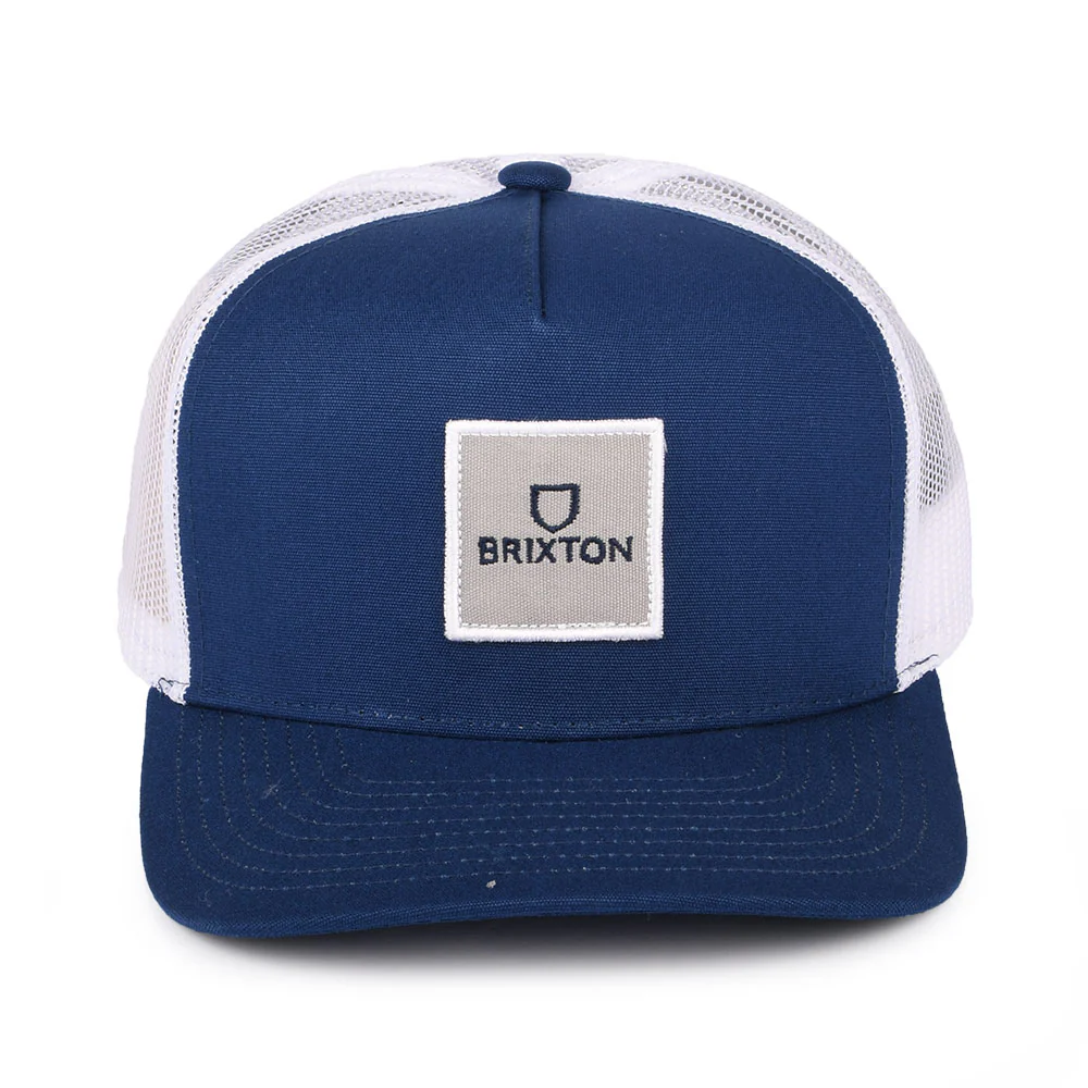 Brixton Alpha Block NetPlus MP Trucker Cap - Marineblau-Weiß - Image 2