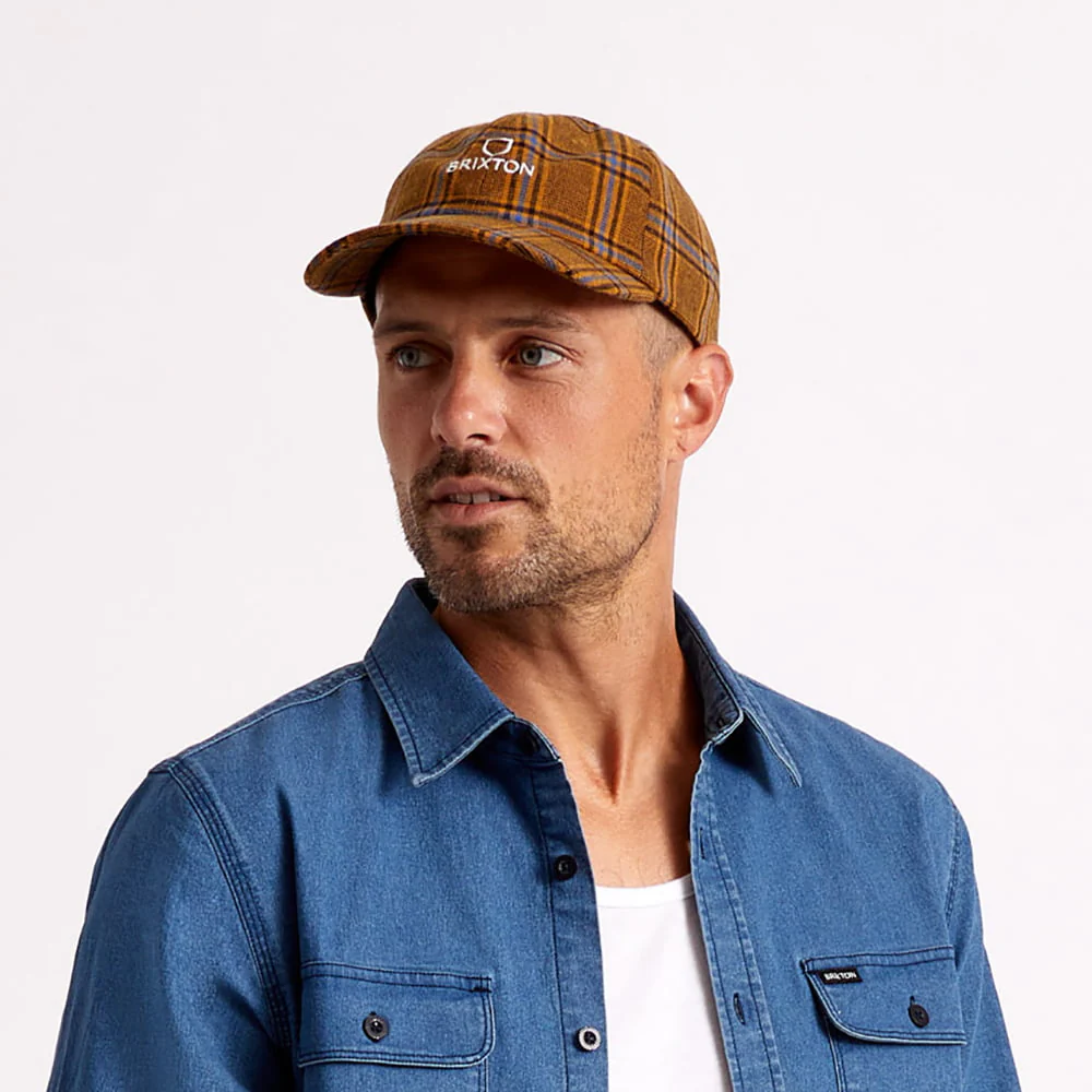 Brixton Alpha LP Baseball Cap mit Schottenkaro - Rostfarben-Multi - Image 5
