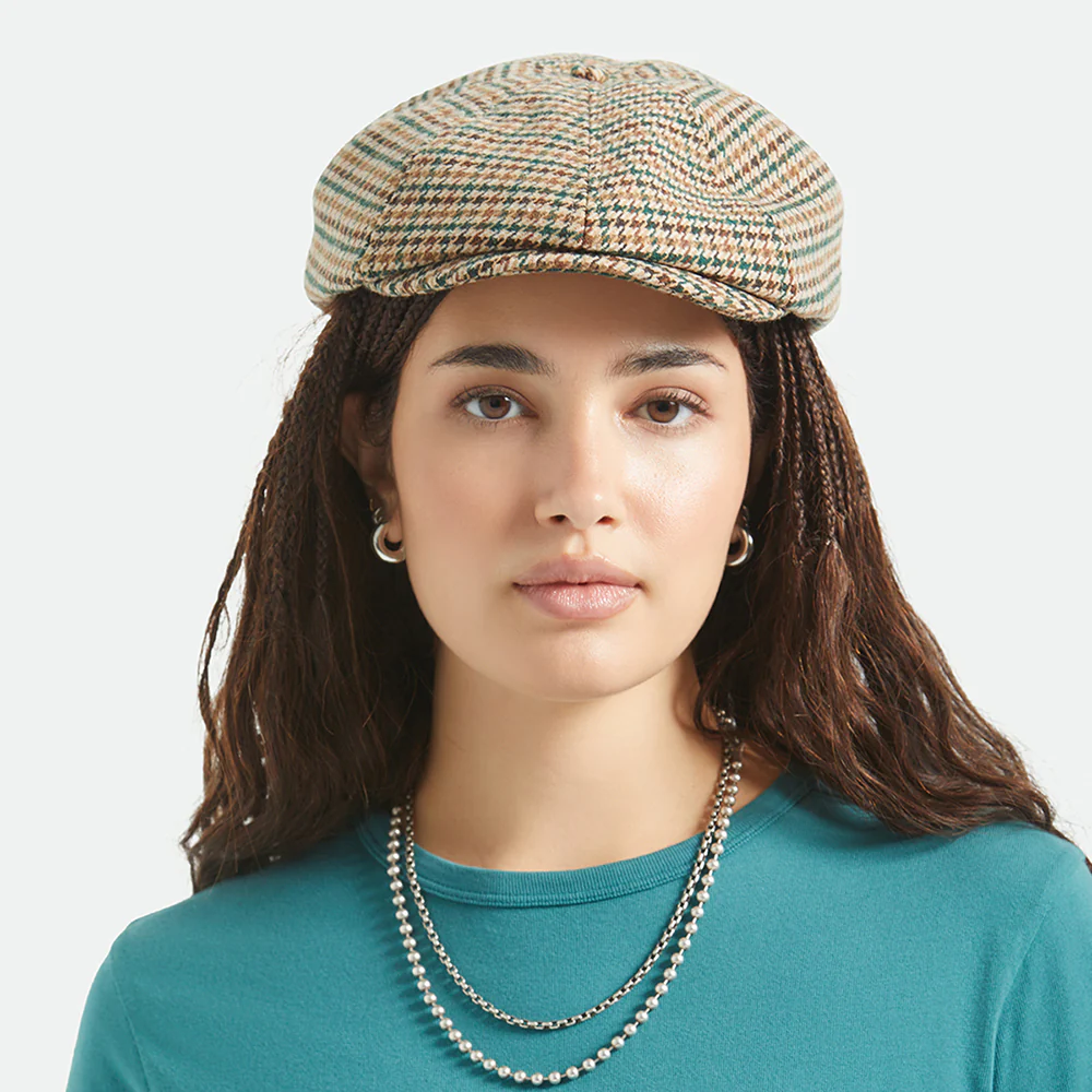 Brixton Brood Ballonmütze Houndstooth - Khaki-Ocker-Grün - Image 5