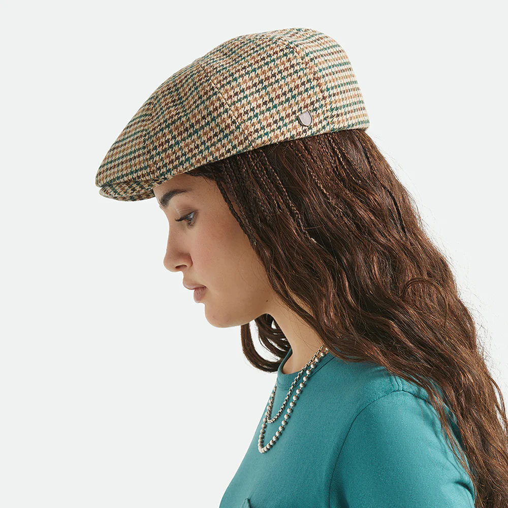 Brixton Brood Ballonmütze Houndstooth - Khaki-Ocker-Grün - Image 7