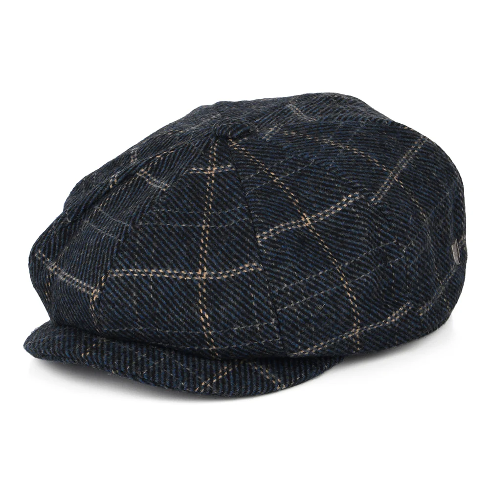 Brixton Brood II Baggy Ballonmütze mit Fensterscheibenmuster - Marineblau-Schwarz-Cremeweiß