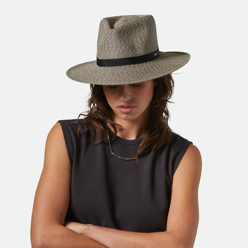 Brixton Carolina Knautschbarer Fedora Hut aus Toyo Stroh - Schwarz-Natur - Image 3