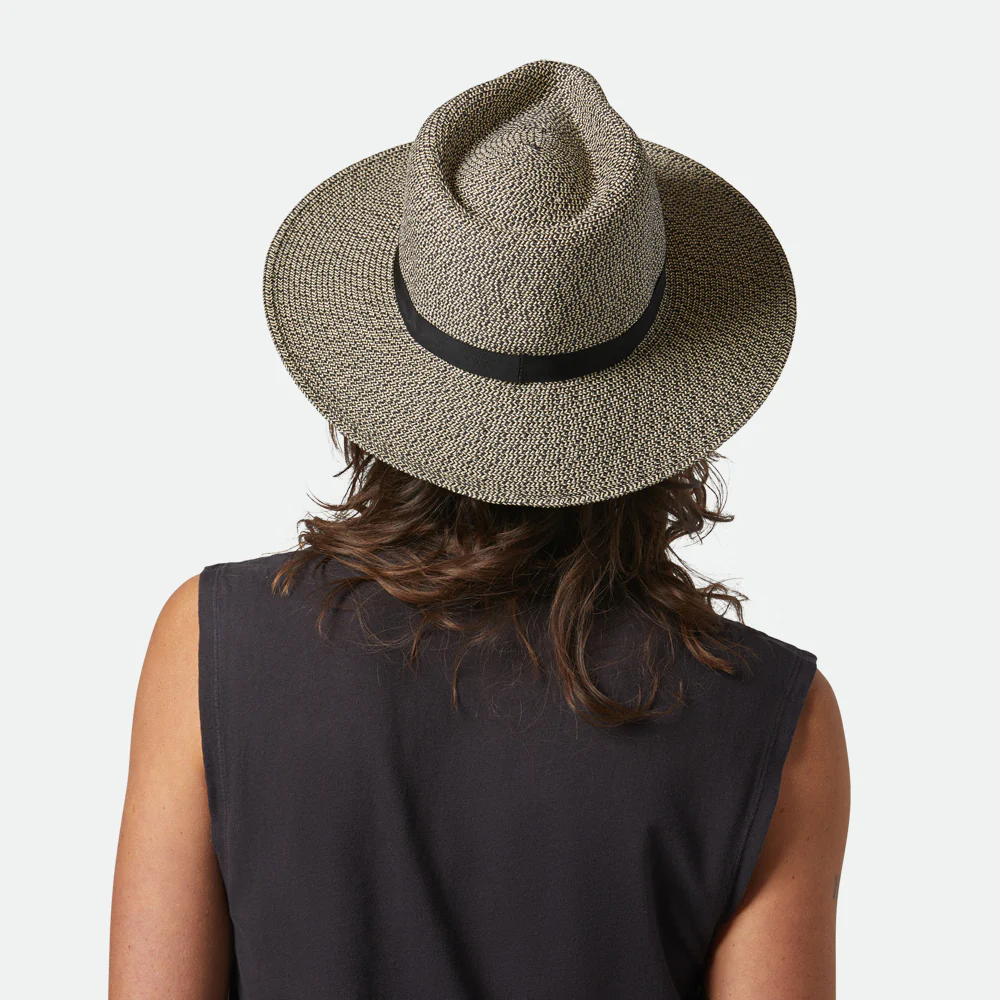 Brixton Carolina Knautschbarer Fedora Hut aus Toyo Stroh - Schwarz-Natur - Image 5