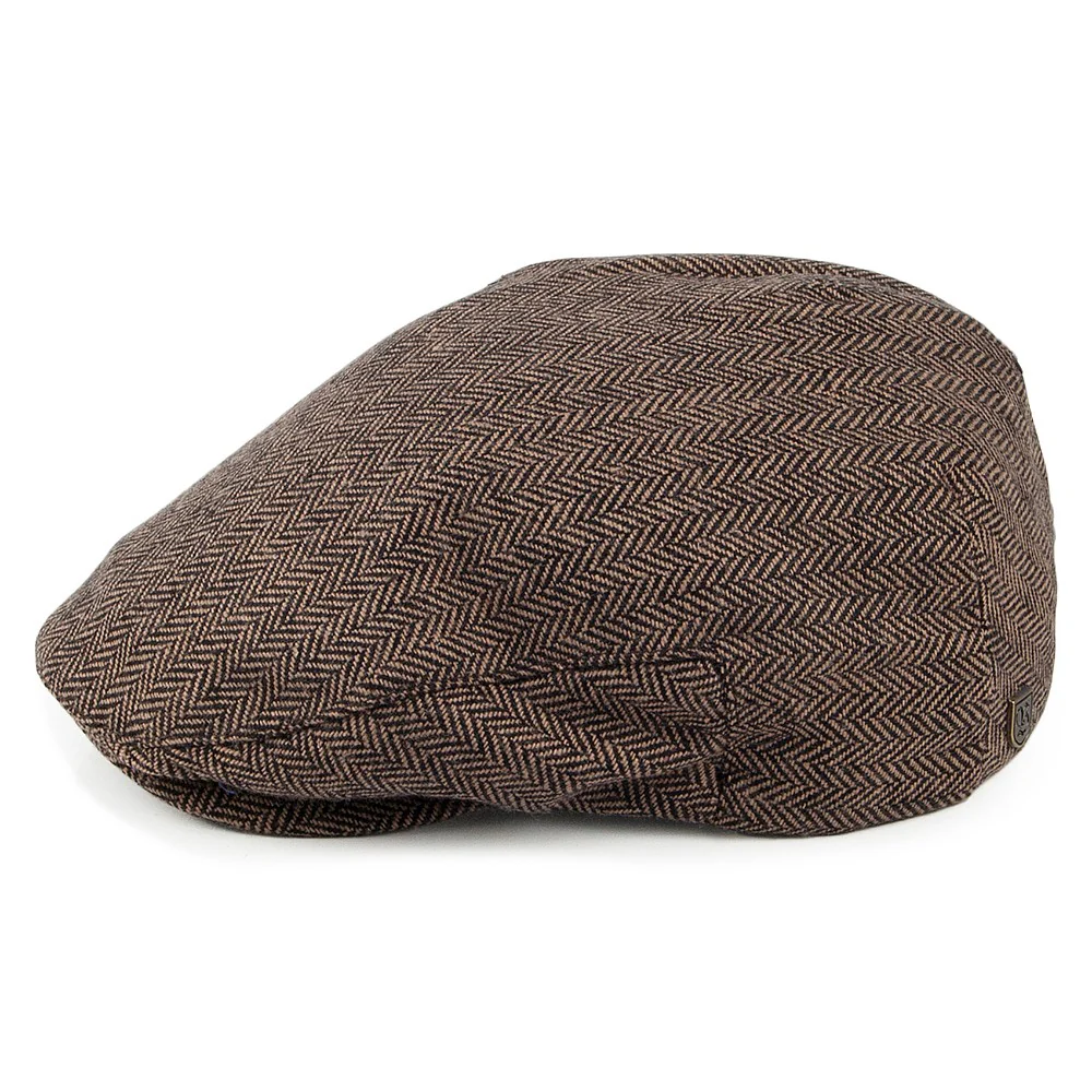Brixton Classic Hooligan Schiebermütze mit Fischgrätmuster - Braun-Khaki - Image 2