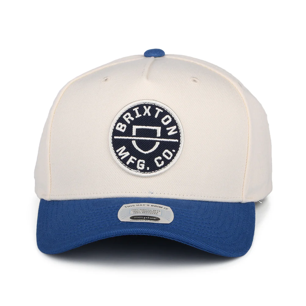 Brixton Crest C NetPlus MP Snapback Cap - Cremeweiß-Blau - Image 2