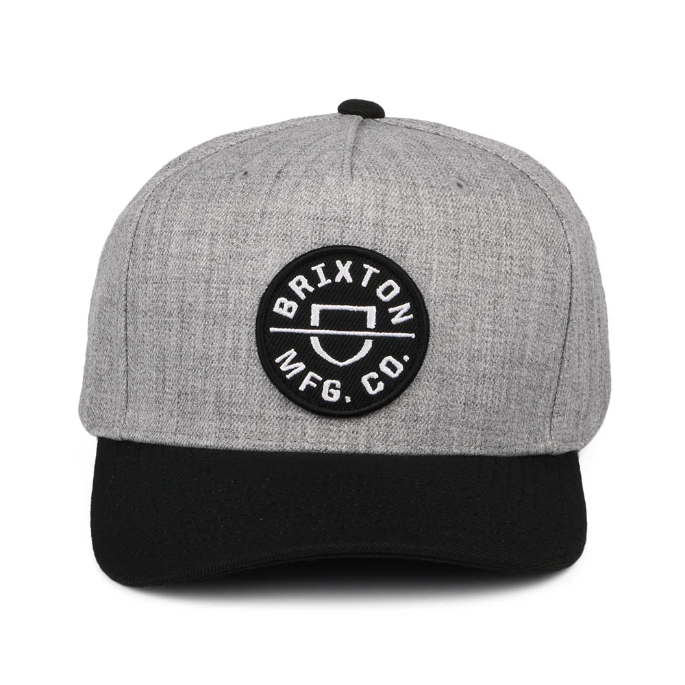 Brixton Crest C NetPlus MP Snapback Cap - Grau Melliert-Schwarz - Image 2
