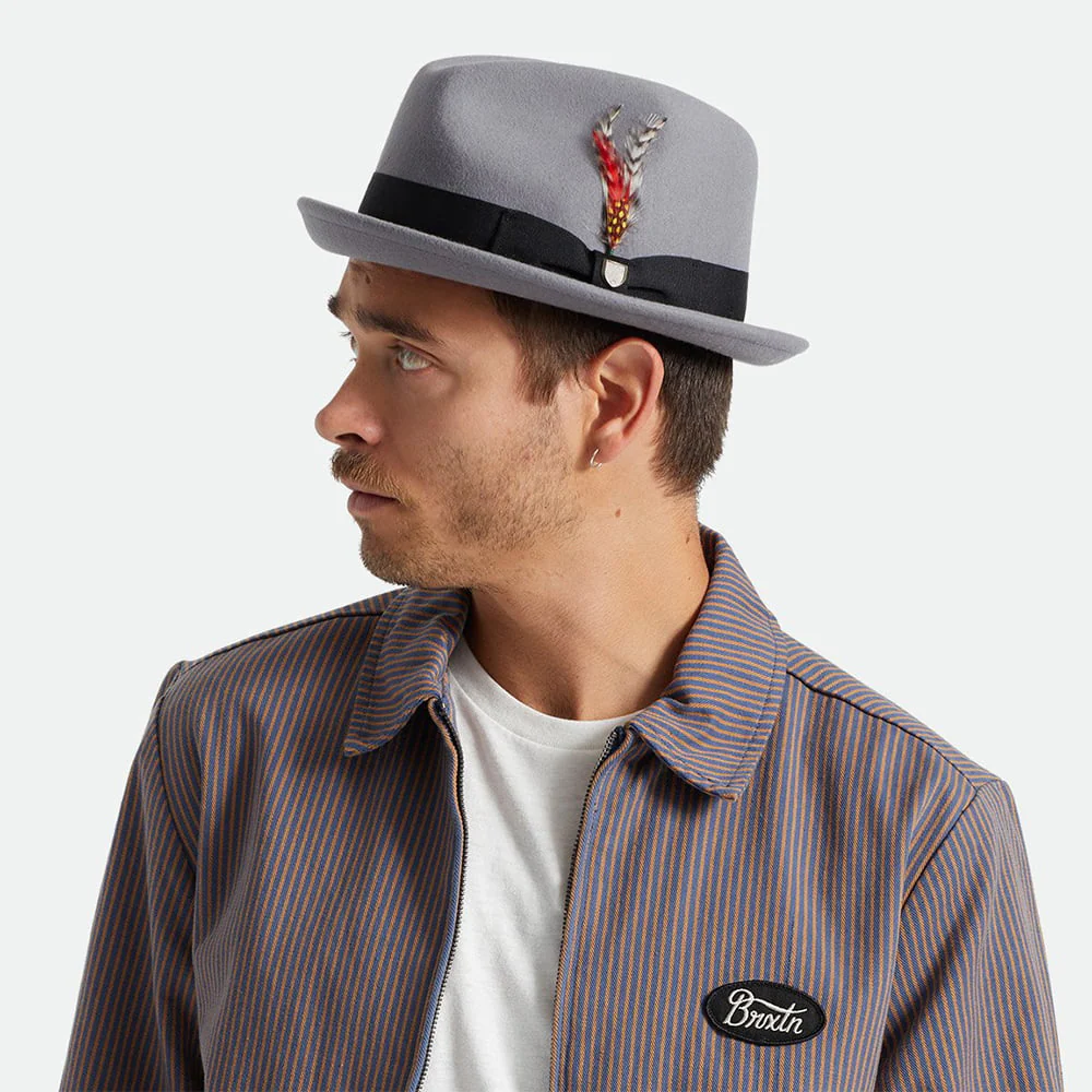 Brixton Gain Trilby Hut aus Wollfilz mit schwarzem Hutband - Grau - Image 4