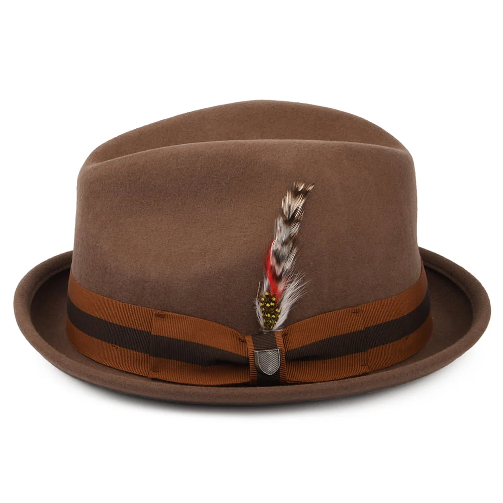 Brixton Gain Trilby Hut aus Wollfilz mit gestreiftem Band - Kamel - Image 2