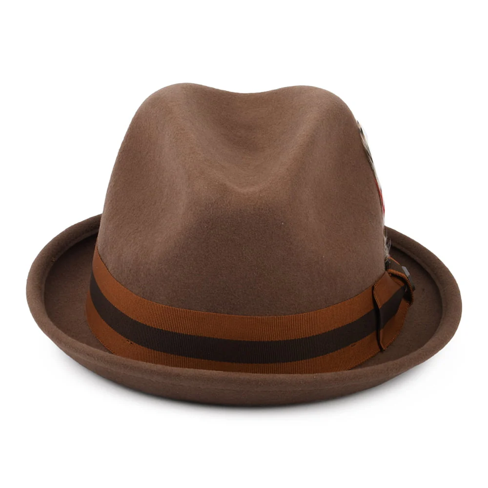 Brixton Gain Trilby Hut aus Wollfilz mit gestreiftem Band - Kamel - Image 3