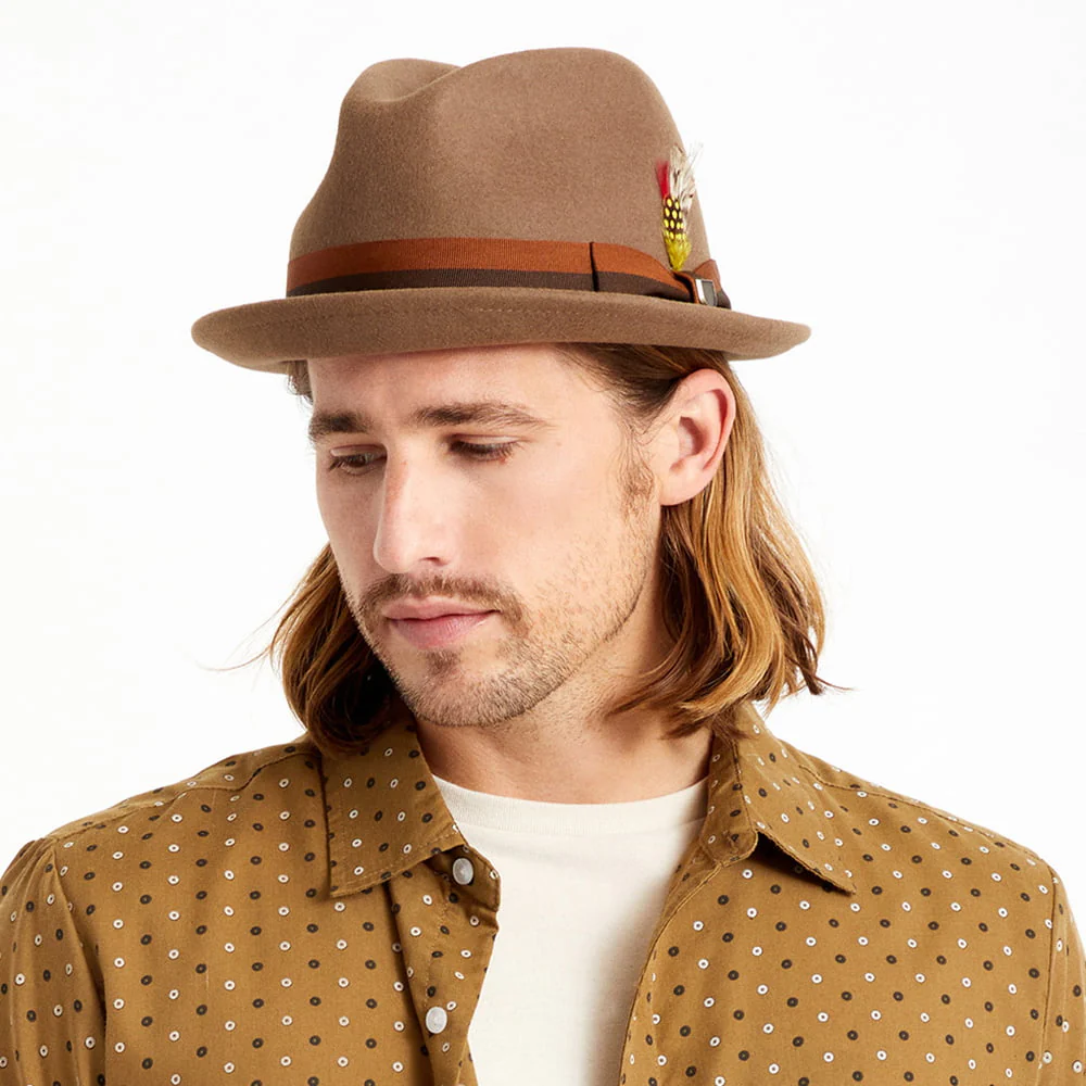 Brixton Gain Trilby Hut aus Wollfilz mit gestreiftem Band - Kamel - Image 4