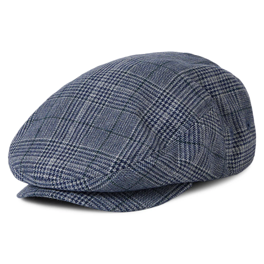 Brixton Hooligan Leichtgewicht Schiebermütze Houndstooth - Blau-Cremeweiß