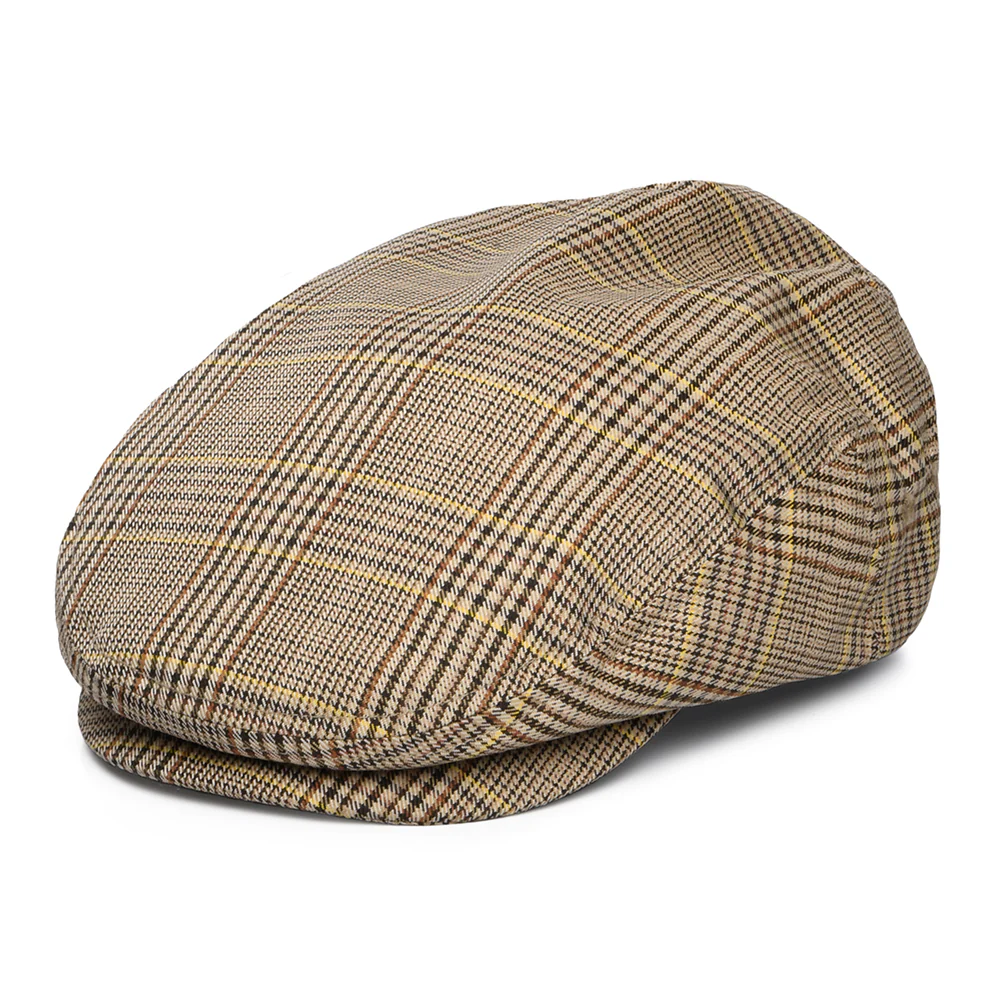 Brixton Hooligan Leichtgewicht Schiebermütze Houndstooth - Hellbraun-Braun-Rostrot