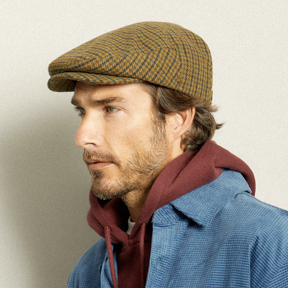 Brixton Hooligan Schiebermütze Houndstooth - Hellolivgrün-Braun - Image 5