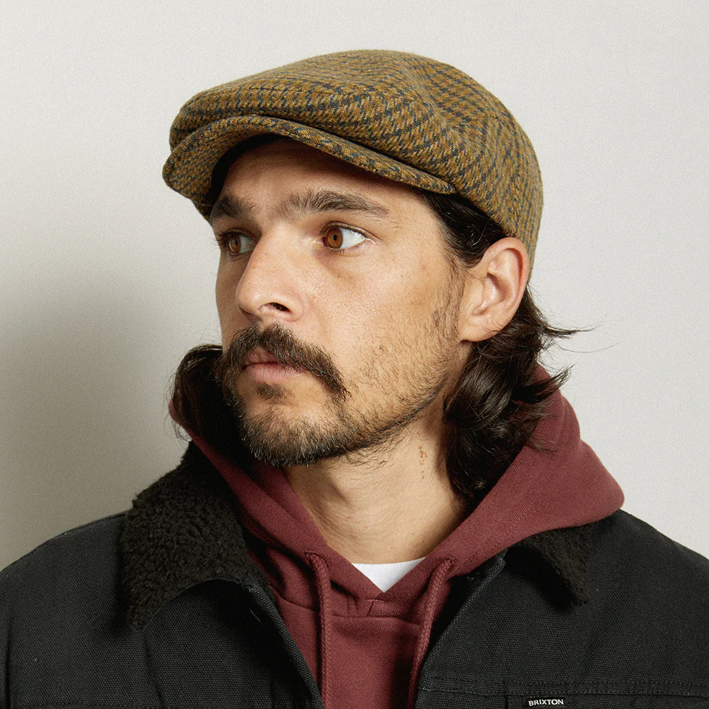 Brixton Hooligan Schiebermütze Houndstooth - Hellolivgrün-Braun - Image 6