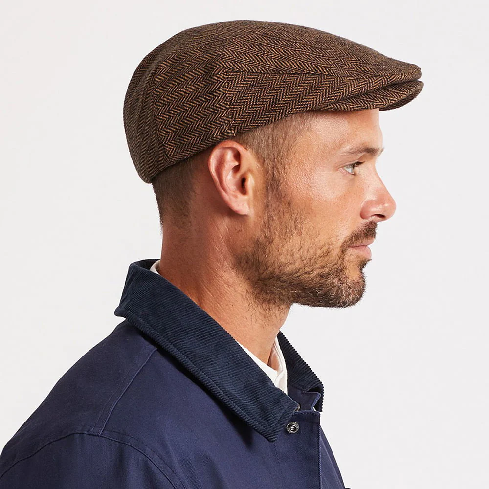 Brixton Hooligan Schiebermütze mit Fischgrätmuster - Braun-Khaki - Image 5
