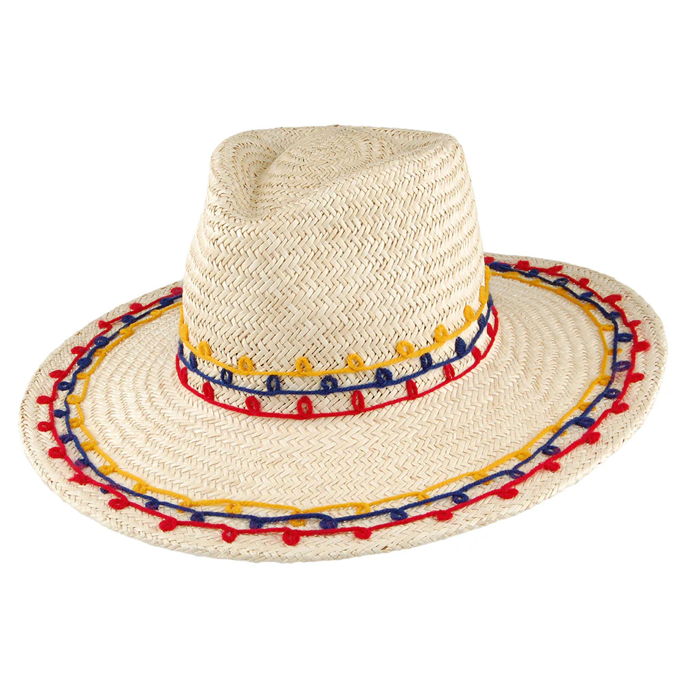 Brixton Joanna Sonnenhut mit Stickereien aus Stroh - Natur-Mix
