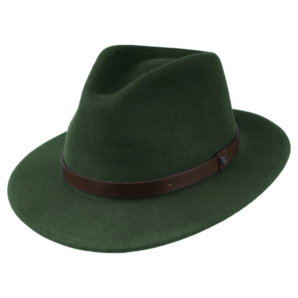 Brixton Messer Fedora Hut aus Wollfilz - Moosgrün